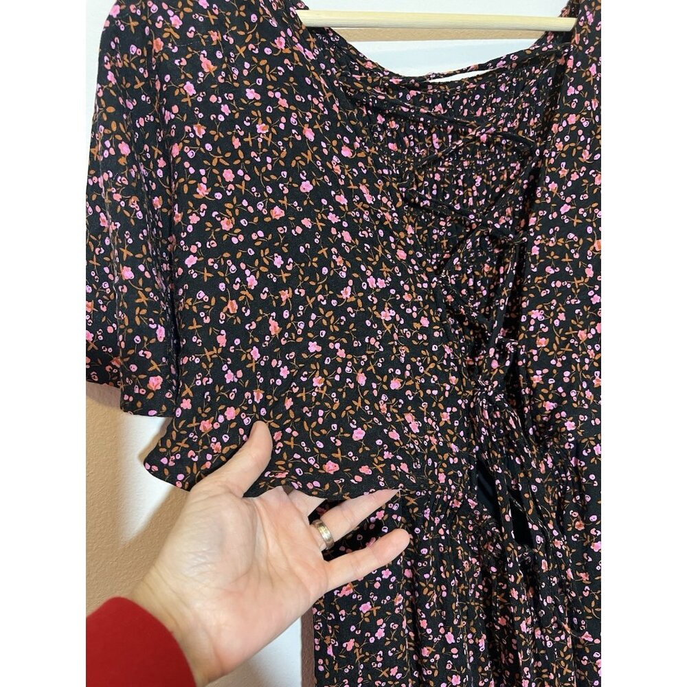 Free People Women's Florence Tie Floral Mini Dress Size Small Boat Neck - Picture 11 of 14